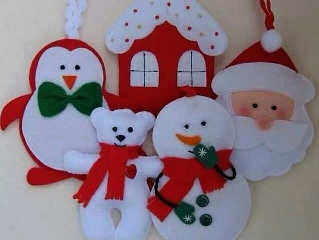 Stickers Feutrine Noël 8 Pièces - Personnages De Noël - Blanc - MegaCrea DIY